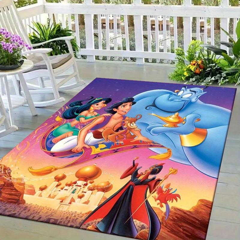 1pz Tappeto A Pelo Corto con Motivo di Aladdin Tappetino Morbido in Flanella per Soggiorno, Ufficio, Camera da Letto e Tappeto