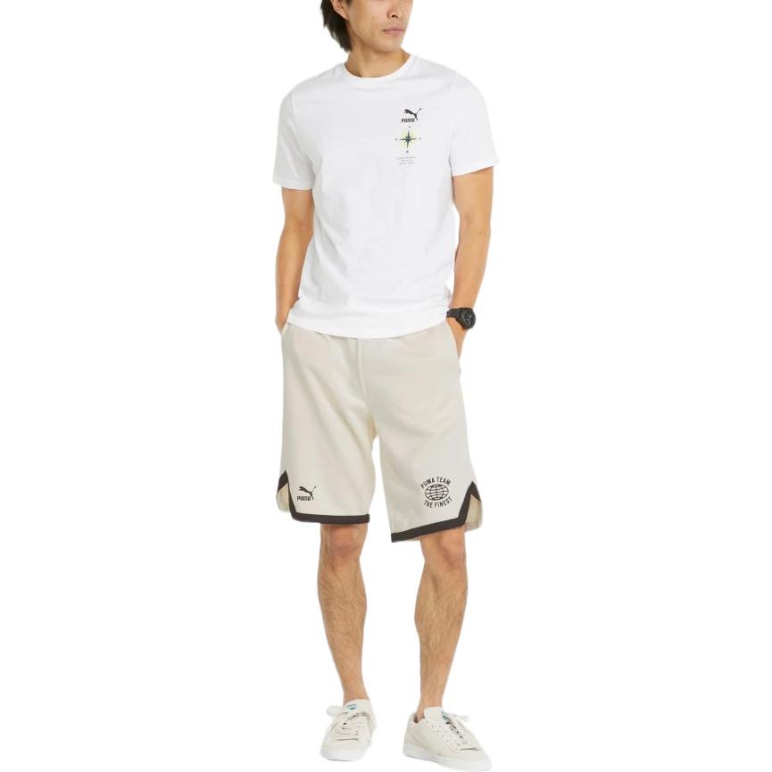 Puma Team Shorts 8" Pt Sports Casual Colorblock Logo Knit Men bottoms White 536923-65