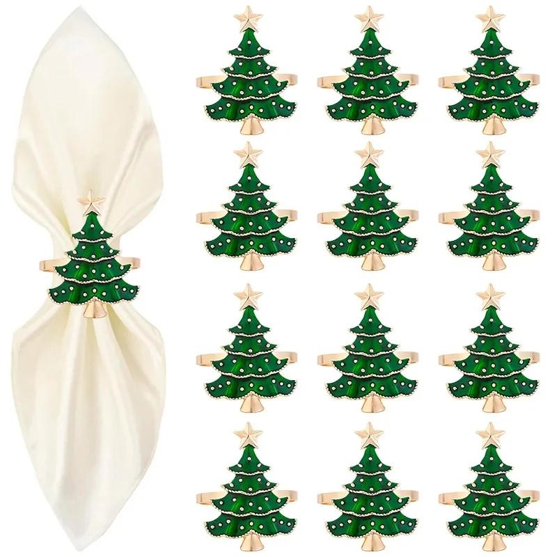 1Pcs Christmas Napkin Rings Xmas Tree Ornaments  Christmas Home Kitchen Dinner Table Decoration New Year Party Supplies