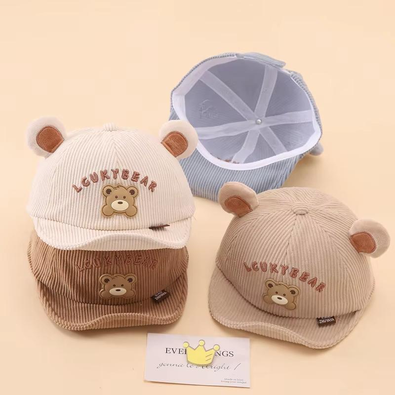 Baby Cartoon Bear Baby Hat With Ears Spring Autumn Soft Brim Infant Girl Boy Baseball Cap Cute Toddler Sunshade Peaked Caps