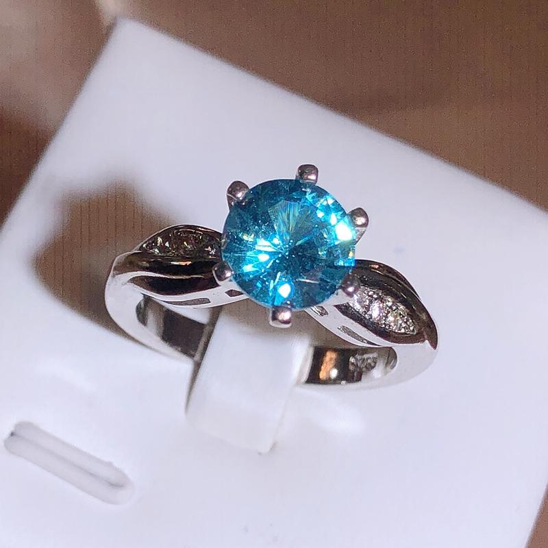 

Новое кольцо с круглым цирконием цвета небесного топаза, женская модная бижутерия, подарок на вечеринку, день рождения 10