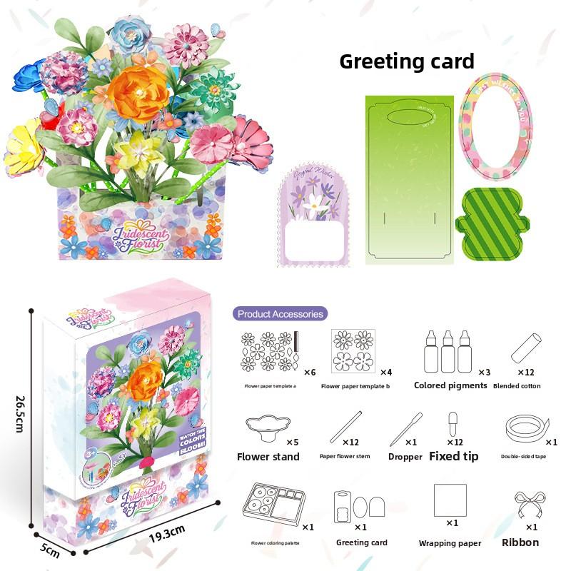 

58PCS Color Flowers DIY Decoration Building Blocks Liquid Tie Dye Toys Botanical Set Bricks Set Craft Gift For Girl Friends Kids