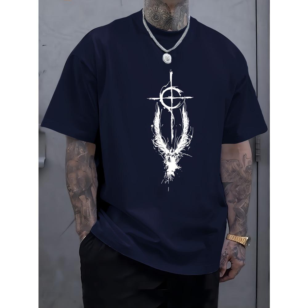 

Летняя мужская футболка с принтом, повседневная, свободная, спортивная, удобная, с круглым вырезом и короткими рукавами 6XL