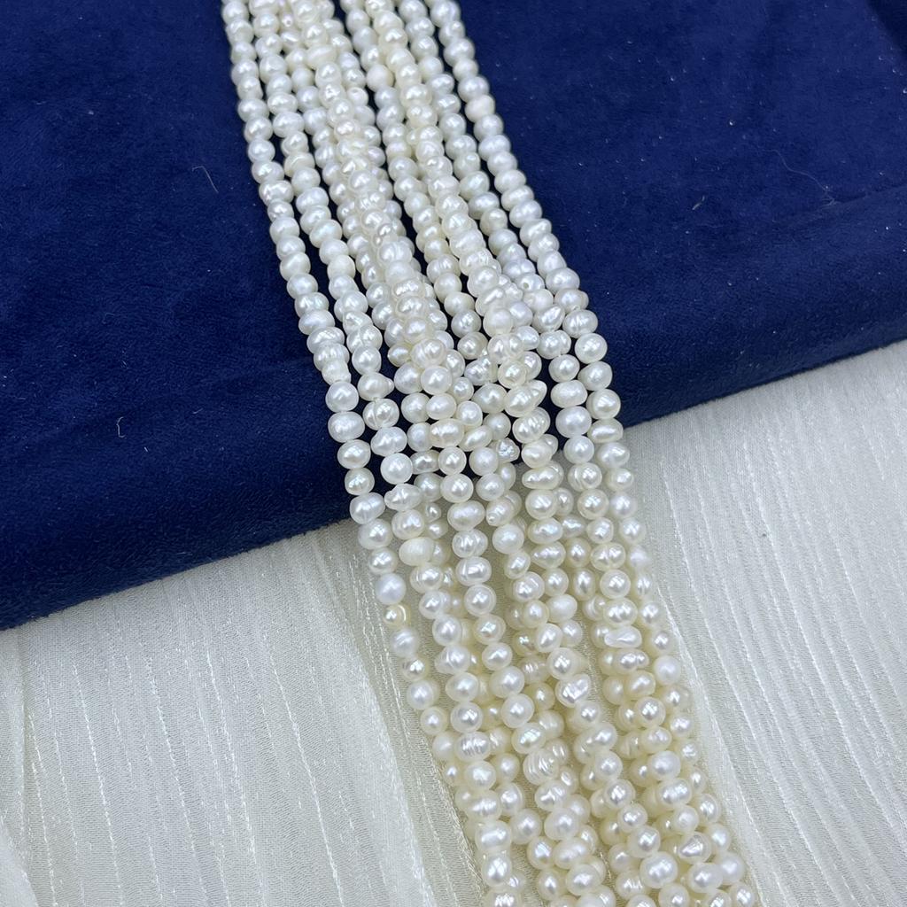 1String, White Natural Freshwater Pearls Beads for Jewelry Making DIY Crafts (Beads 3-4mm, Length 36cm)