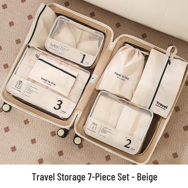 

Набор органайзеров для путешествий из семи предметов - Включает сумку для чемодана, сумки для нижнего белья и обуви для деловых поездок