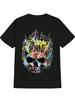 Lässiges T-Shirt mit Rundhalsausschnitt und buntem Totenkopf-Print - "Off Spring" Grafik