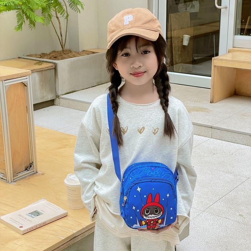And Colorful Fun Labub Girls Nylon Shoulder Bag With Unique Plaid Pattern For Playdates