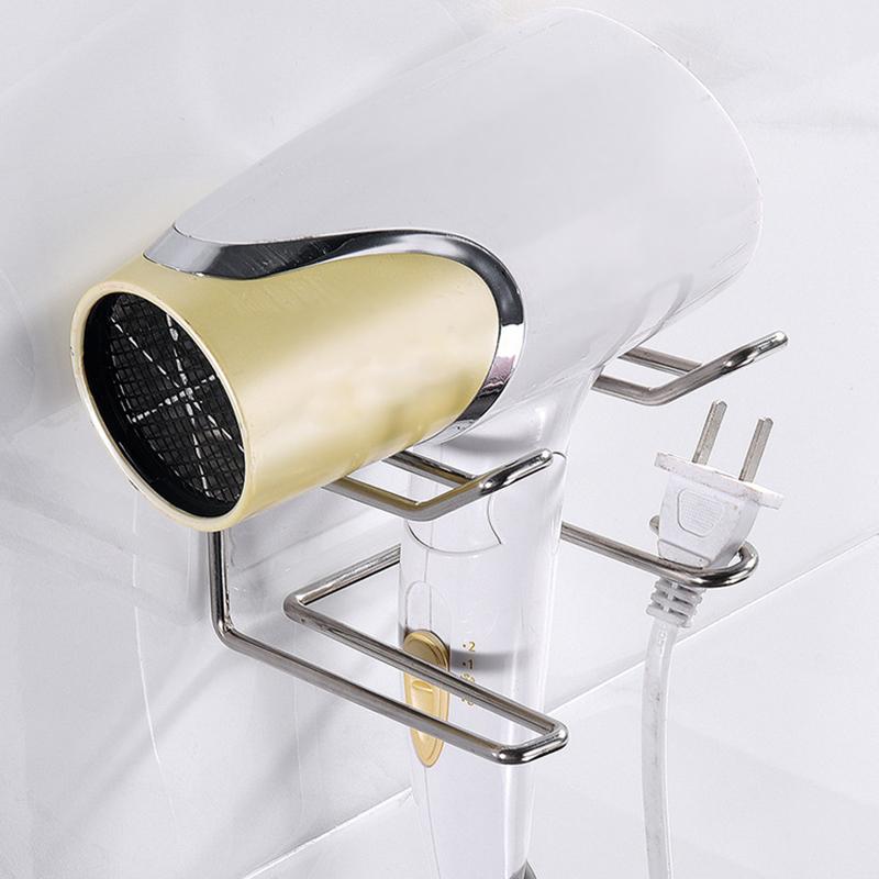 Stainless Steel Wall Mounted Bathroom Hair Dryer Rack High Quality Hairdryer Holder Self-adhesive No Punching Easy To Install