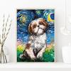 Funny Dogs Starry Night Van Gogh Canvas Painting Abstract Print Dog German Shepherd Bulldog Posters Wall Art Picture Home Decor