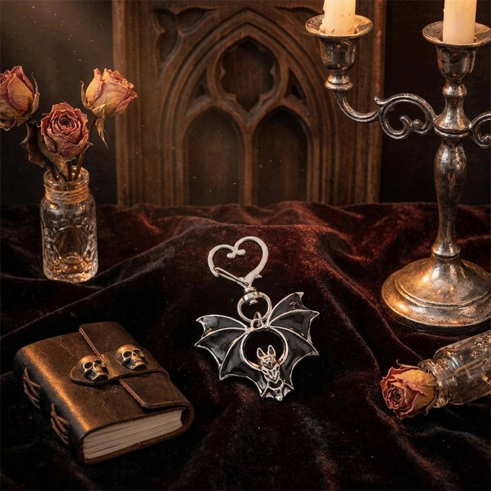 Enamel Halloween Bat Keychain Zinc Zinc Alloy Gothic Key Ring Fashionable Bag Charm Daily Use