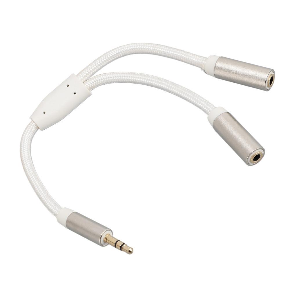 20cm/7.87in Headphone Splitter 3.5mm 1 Male to 2 Female Dual Output Aux Cord for PC