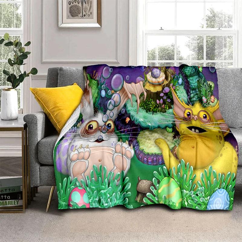 My Singing Monsters Video Game Cartoon 3D Blanket,Soft Throw Blanket for Home Bedroom Bed Sofa Picnic Travel Cover Blanket Kids