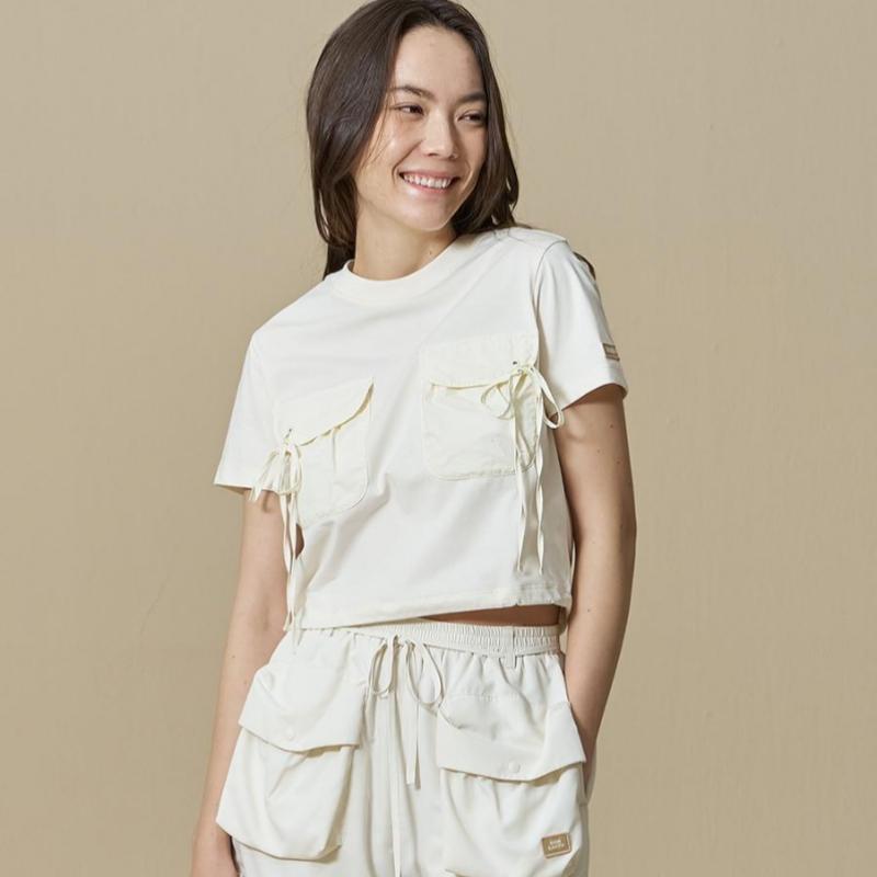 Bbc EarTh Women S Woven PaTch PockeT T ShirT