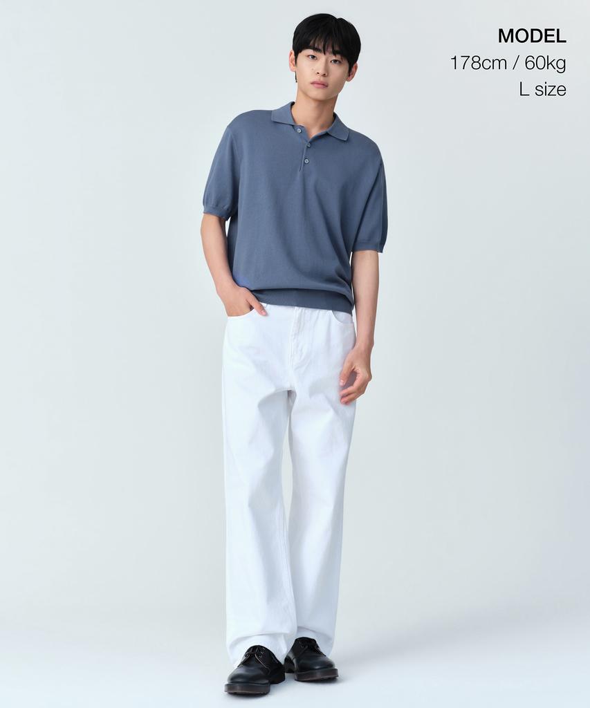 MUSINSA STANDARD Washable Supima Cotton Knitted Polo Shirt [Blue Grey]