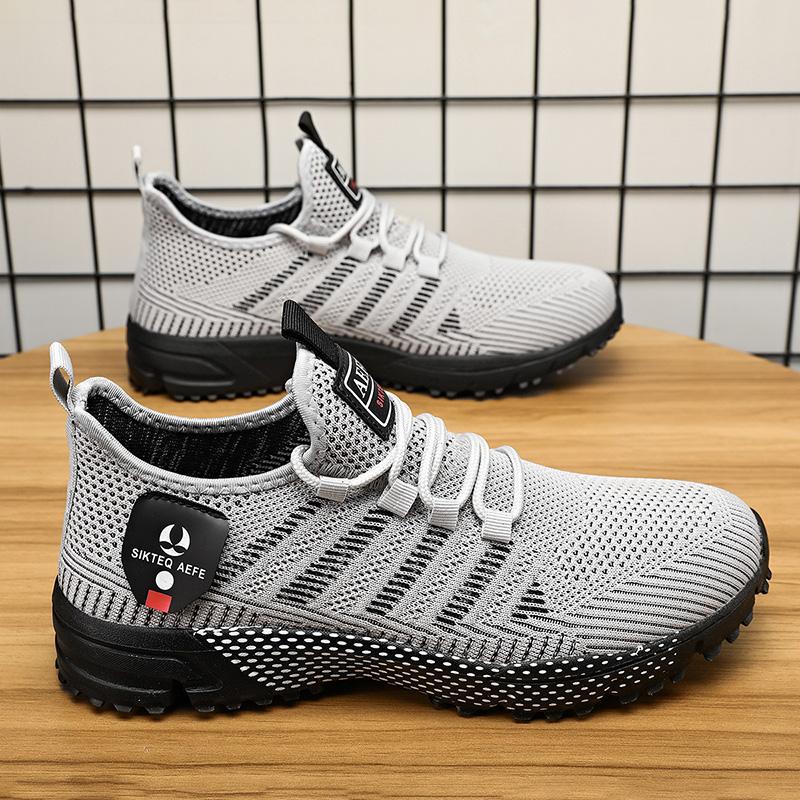 Sportschuhe Sommerschuhe Laufschuhe Fliegende gewebte und atmungsaktive Laufschuhe Leichte Mesh-Herren-Freizeitschuhe Herren