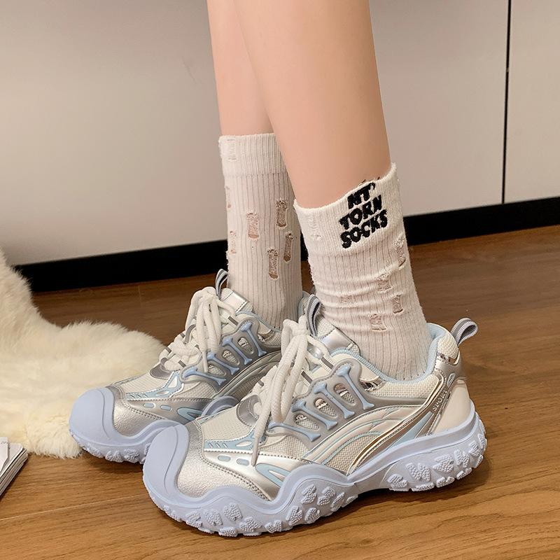 

Internet celebrities with the same dad shoes women s 2025 new autumn mesh breathable thick sole height and thinness sports and leisure shoes 35