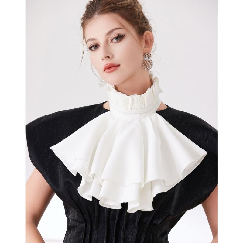 Elegant French Style Detachable Flouncing Collar With Layered Ruffle For Women Daily Outfit And Occasion