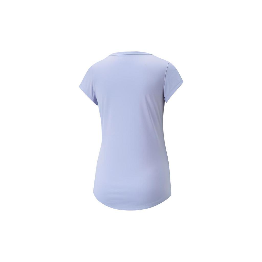 Puma Training Series Large Logo Pattern Training Crew Neck Short Sleeve T-Shirt Women T-Shirts Purple 520320-28