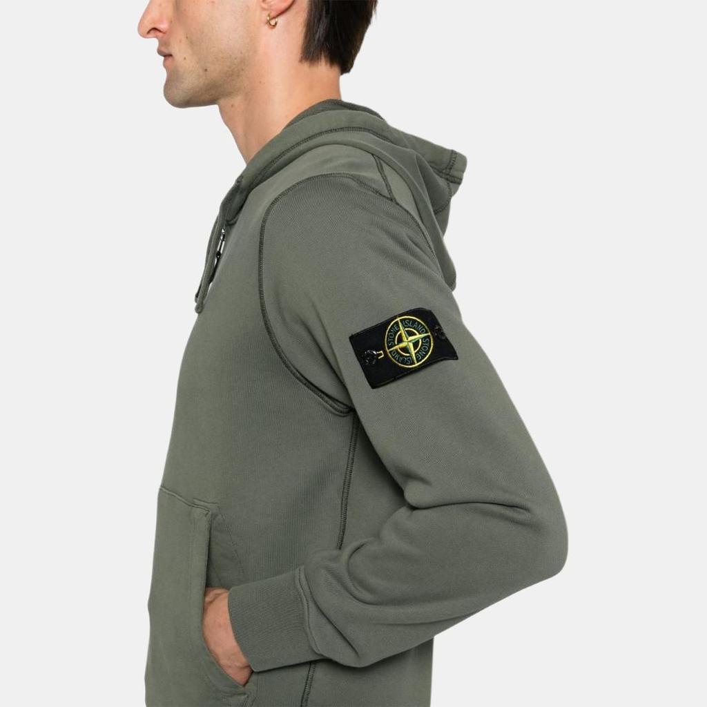 STONE ISLAND Giacca con cappuccio e zip a maniche lunghe con patch logo da uomo Verde 811564251-V0059