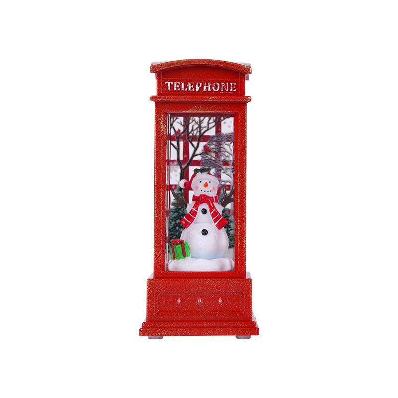 Light-Up Santa Claus Phone Booth Christmas Lantern Ornament