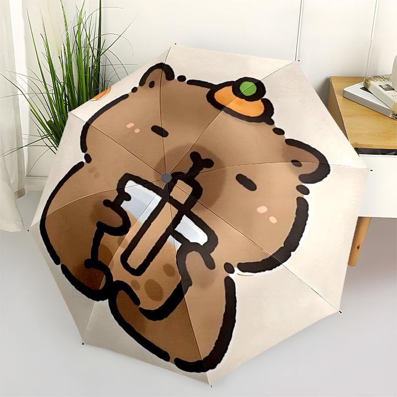 

1pc Cute Capybara Illustration Automatic Open/Close Umbrella - Portable Collapsible Umbrella with 8-Rib Stability, Fashion Lovers yy251017151
