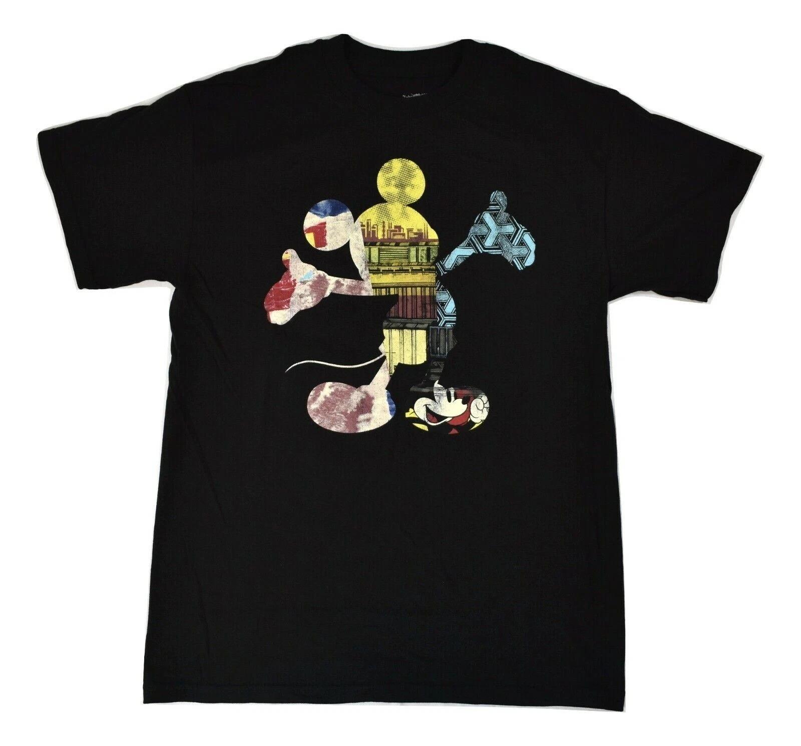 Disney Mens Mickey Mouse Disney Images Fill Black Shirt New M XL