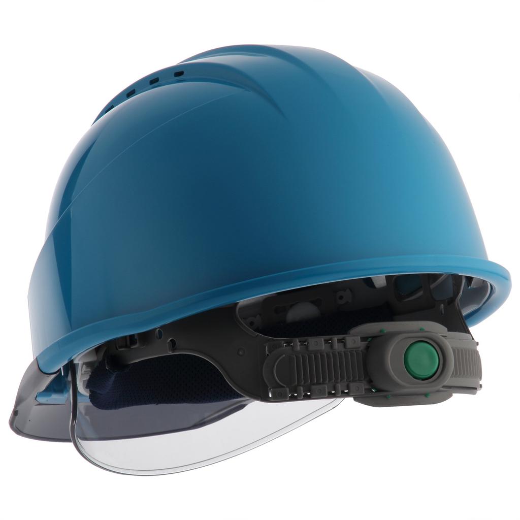 Sumibe Techno Plastics Helmet KKC3 Series with Ventilation Transparent Shield Styrofoam Liner Holes, Visor, Face, KKC3S-B-BL-S
