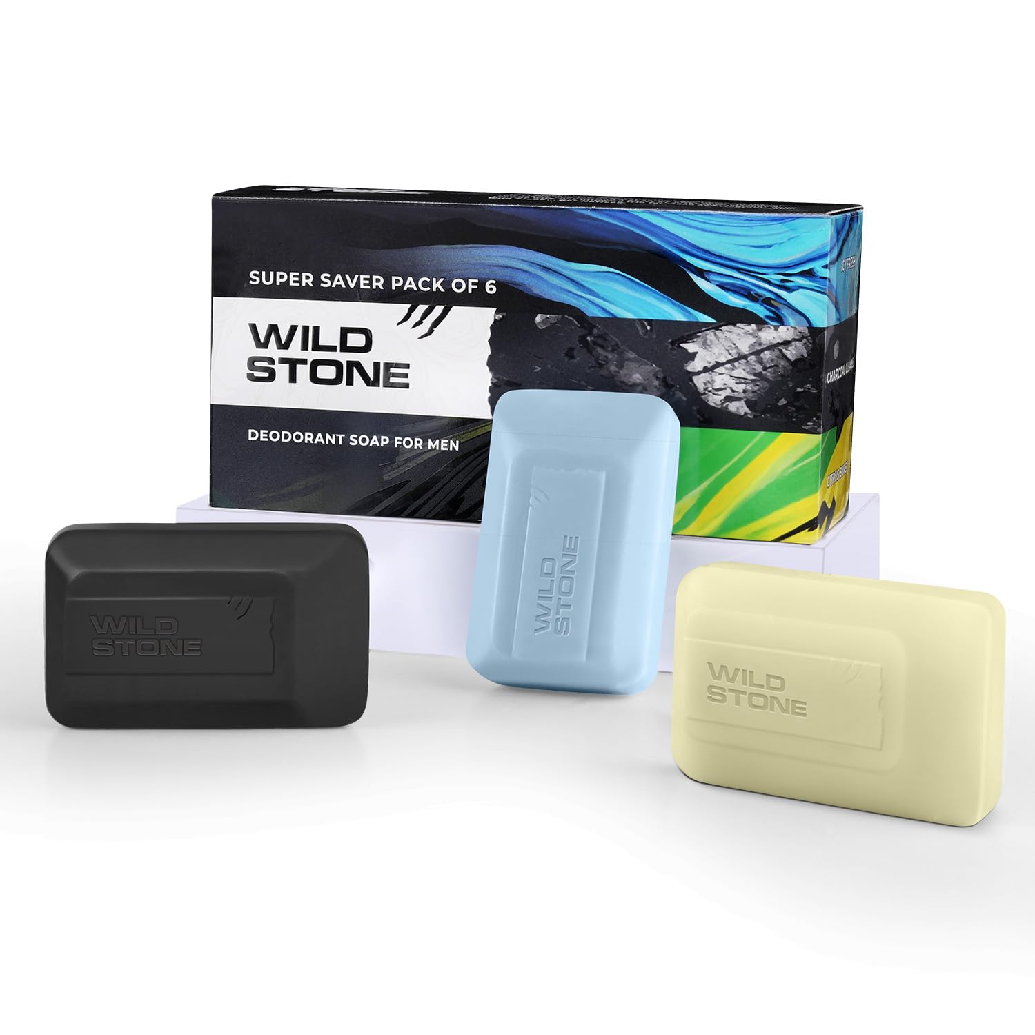 

Wild Stone Citrus Burst Icy Fresh Charcoal Cleanse Soaps For Men, Bath Bar Pack Of 6, 100g Each, Deep Cleansing & Long Lasting Scent