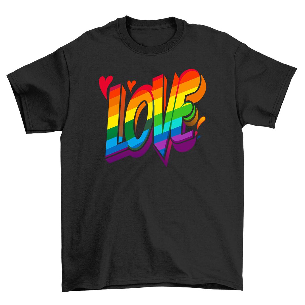 Pride_75'' Love Word T-Shirt Mens Womens Tees Top - Funny Rainbow Pride Apparel, Unisex Printed Desig