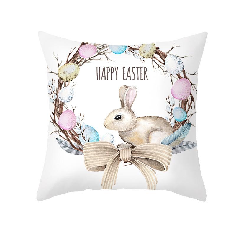 Cute Cartoon Rabbit Easter Pillow Cover New Sofa Cushion Cover Peach Leather Velvet Head Pillow Cover Premium Durable