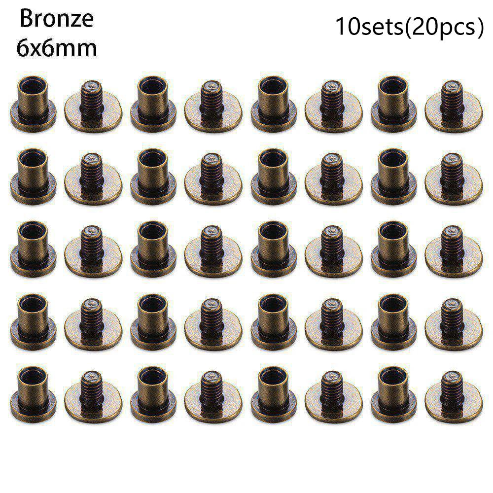 10sets Useful 10mm Solid Screw Nail Rivet Double Flat Head Belt/strap Rivets Luggage Leather Metal Craft High Quality