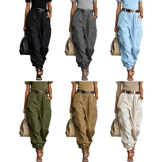Cargo-Hose Verstellbare Beinöffnungen Volle Knöchellänge Seitentaschen Baggy-Hose Einfarbige Locker geschnittene Streetwear Freizeit-Hose