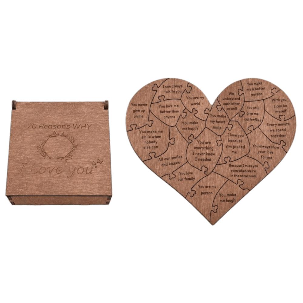 Heart Shape Reasons Puzzle Box Wooden Material Heart Puzzle Box Valentines Day Gifts