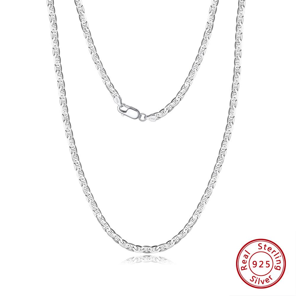 

Effie Queen 925 Sterling Silver Cuban Figaro Chain Necklace Dainty Unisex Flat Marine Chain Choker Party Fashion Jewelry SC78 40cm