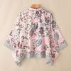 ZANZEA Women Casual V-Neck Loose 3/4 Sleeve Print Cover Up Blouse
