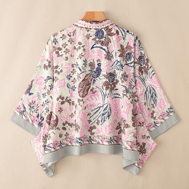 ZANZEA Women Casual V-Neck Loose 3/4 Sleeve Print Cover Up Blouse