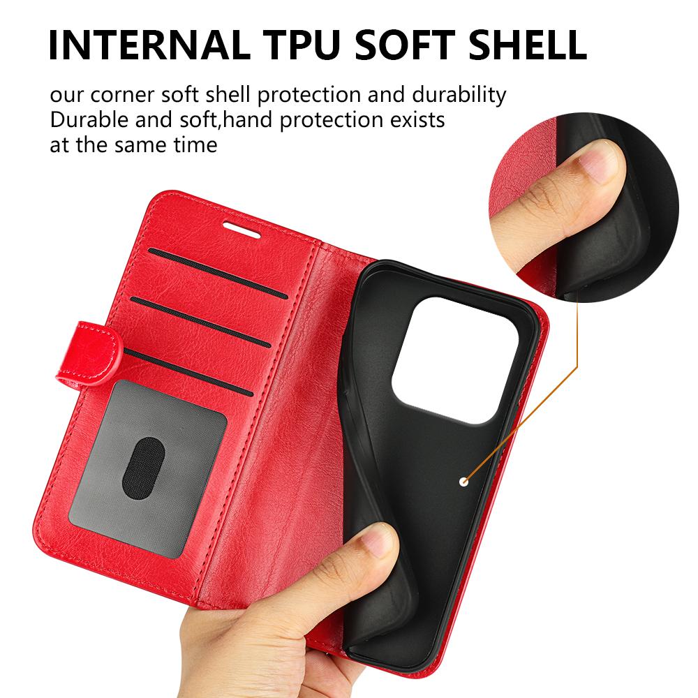 Dla Xiaomi Redmi Note 14 5G Etui Portfel Tekstura Crazy Horse Podstawka Skórzane Etui na Telefon