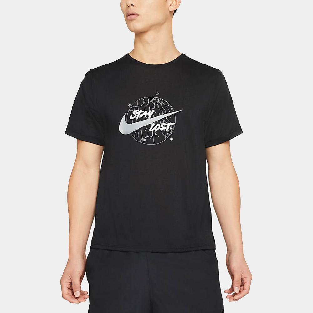 Nike Dri-Fit Running Quick-Dry Printed Short-Sleeve T-Shirt Men Tops Black DA0217-010