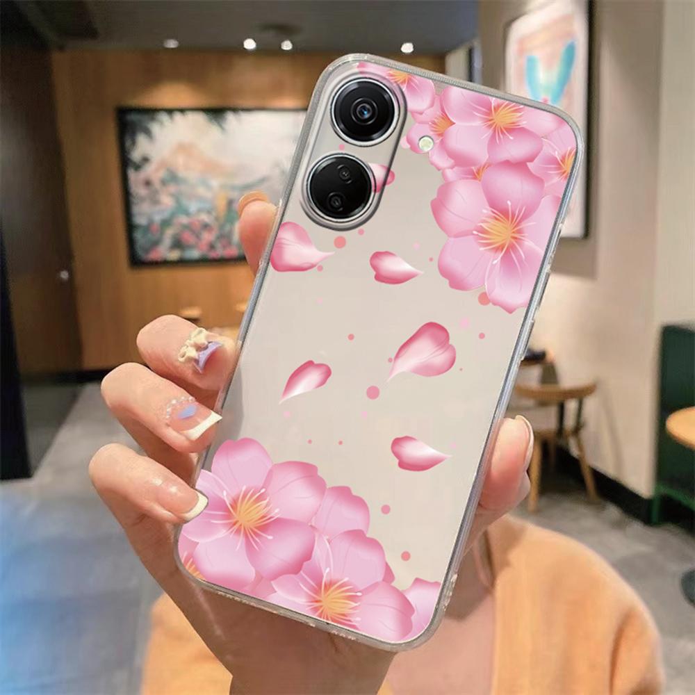 Romantic White Lace Phone Case For Xiaomi Redmi 13C 13 Note 13 12 11 10 8 Pro 10 9C 9A 10C 12C Flower Clear Transparent Cover