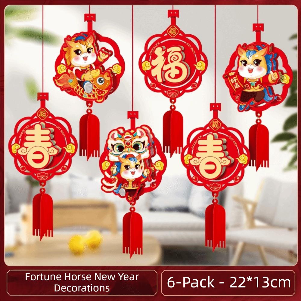 Red Color Blessing Character Pendant 3D Design New Year Ornament Holiday Atmosphere