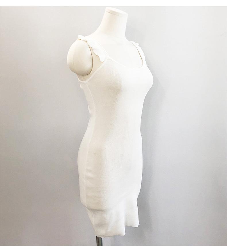 Koreanisches Dongdaemun Schlankmachendes Geripptes Träger-Strick-Bodycon-Kleid