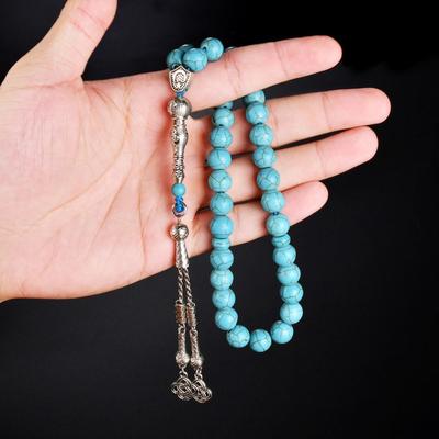 10mm 33 Perlen Natursteine Muslimischer Rosenkranz Ramadan Eid Geschenke Türkei Armband Arabische Islamische Gebetsperlen Handgefertigt Zirkon