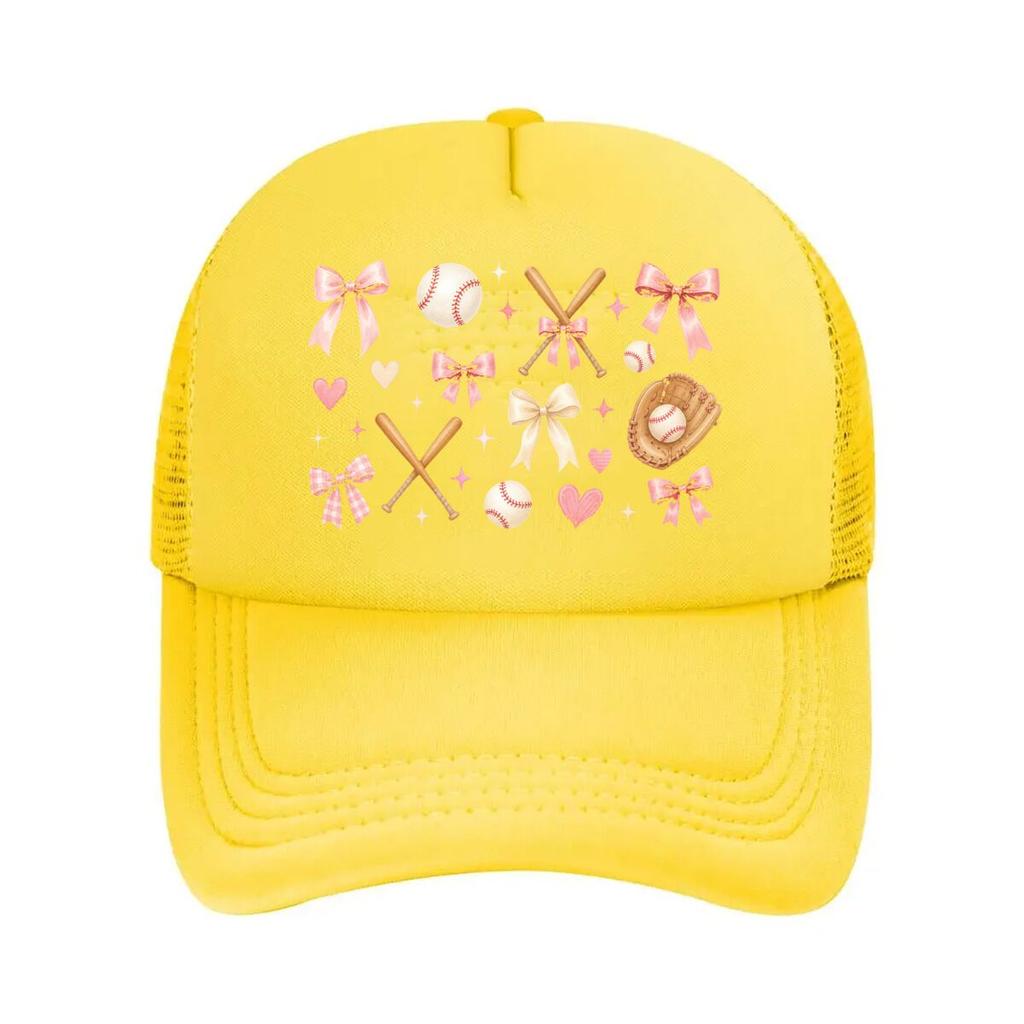 Soft Pink Baseball Bow Set Mesh Baseball Cap Hip Hop