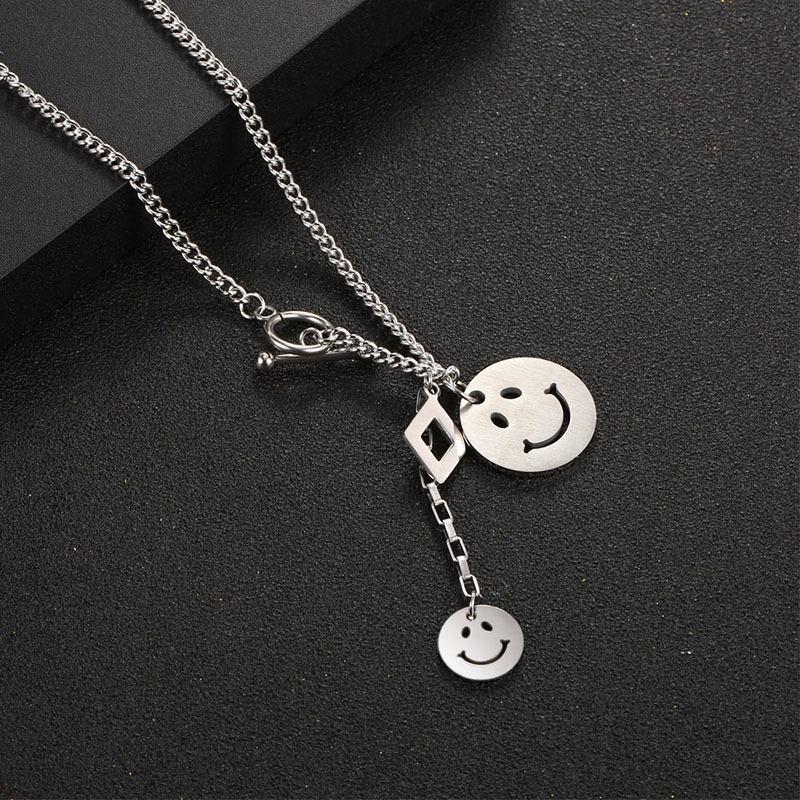 

Новое ожерелье из титановой стали с улыбкой, женское ожерелье в стиле Tide Net, красное в стиле хип-хоп INS, длинная модель мужского ожерелья с холодным ветром