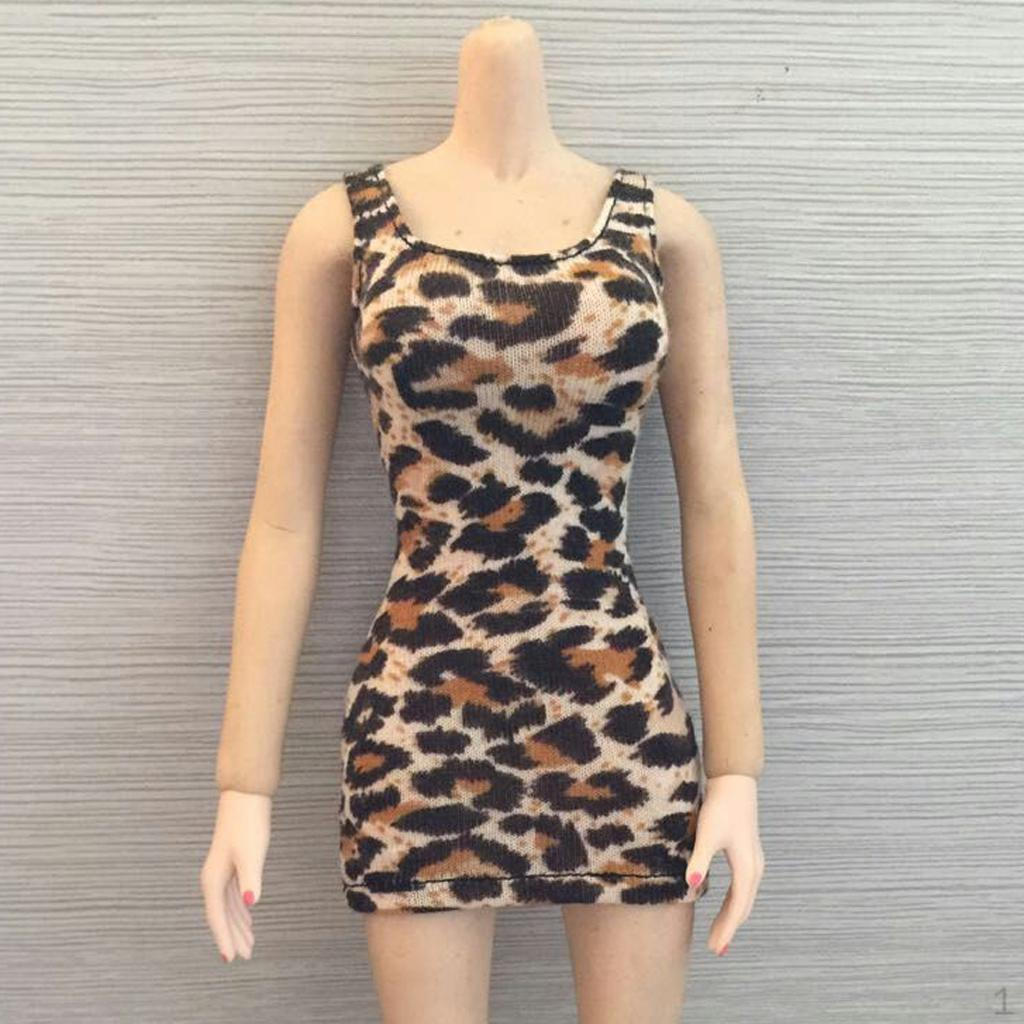 

1/6 Сукня Спідниця Аксесуари Одяг для Фігурки Leopard Print Vest Dress
