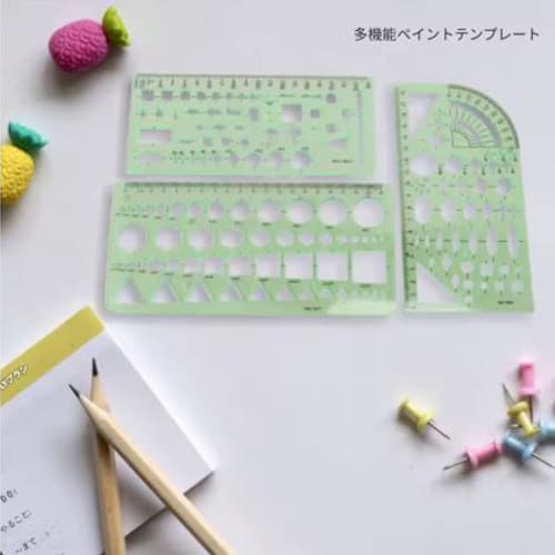 Fcliqzod888 4-Piece Ruler Set, Template, Circle Ruler, Design, Drafting Ruler Set, General Purpose, Combination, Transparent, Multi-Function, Includes