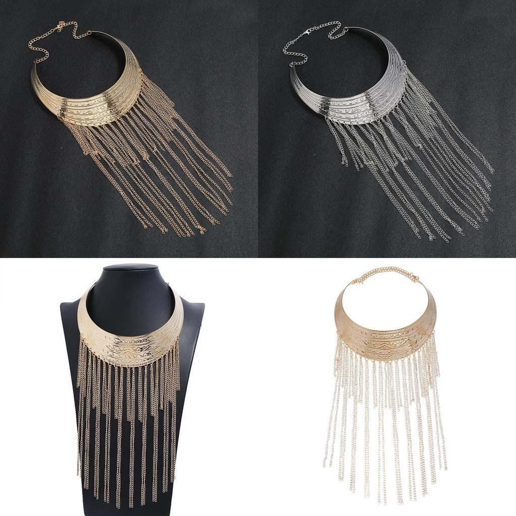 Fashionable Retro Multi Layer Tassel Design Women Metal Necklace For Daily Fashion Accessory