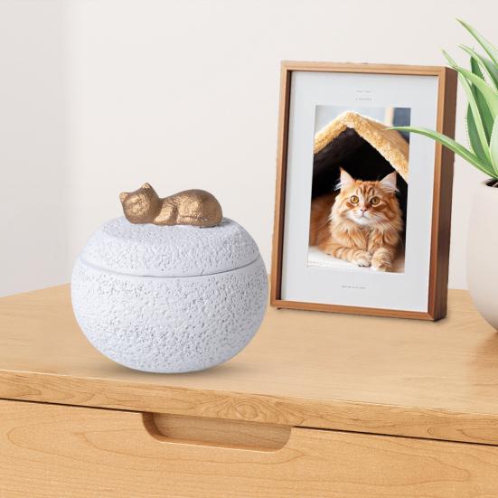 Pet Memorial Urn Moisture-Proof Dog Cat Cremation Urn 350ml Capacity Cement Pet Loss Keepsake Urn for Dogs Cats Bone Ash