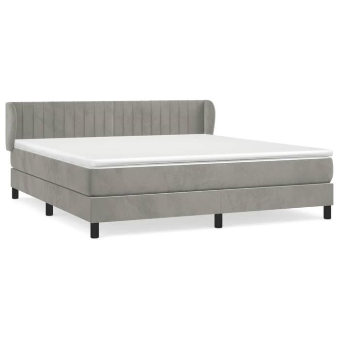 3127625 vidaXL Lit à sommier tapissier et matelas Gris clair 180x200cm Velours