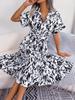 2025 Spring/Summer Casual Leopard Print Tie-Up Shirt Dress for Women